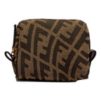Fendi FF Vertigo Brown Coated Canvas Small Beauty Pouch