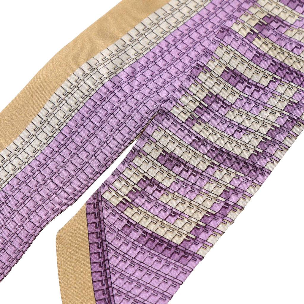 Fendi Logo Print Lilac and Beige Women's Wrappy Sillk Scarf