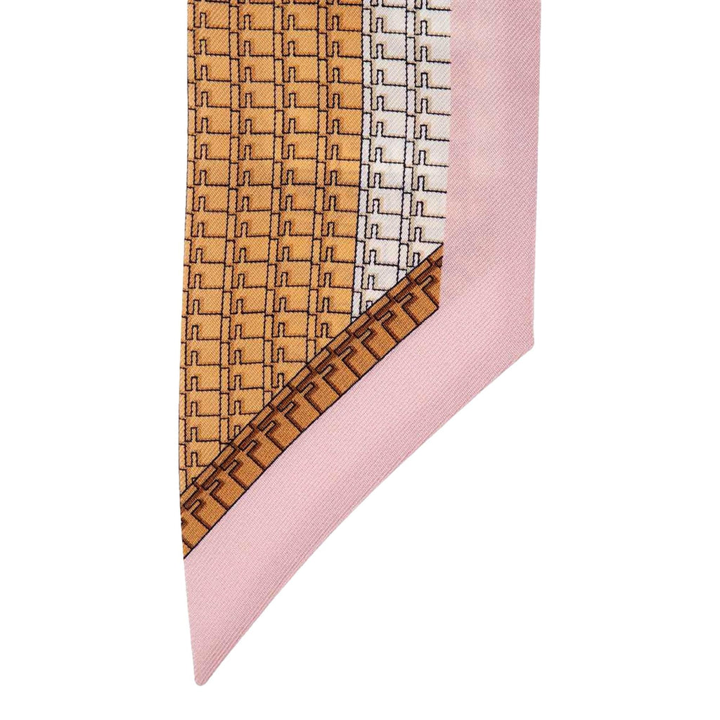 Fendi Logo Print Pink and Beige Women's Wrappy Silk Scarf