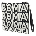 Fendi by Marc Jacobs Roma Black White Large Leather Clutch