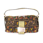 Fendi Floral Beaded Zucca Mini Baguette