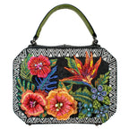 Mary Frances Tropical Zone Floral Black Beaded Handbag Crossbody Bag Purse NEW