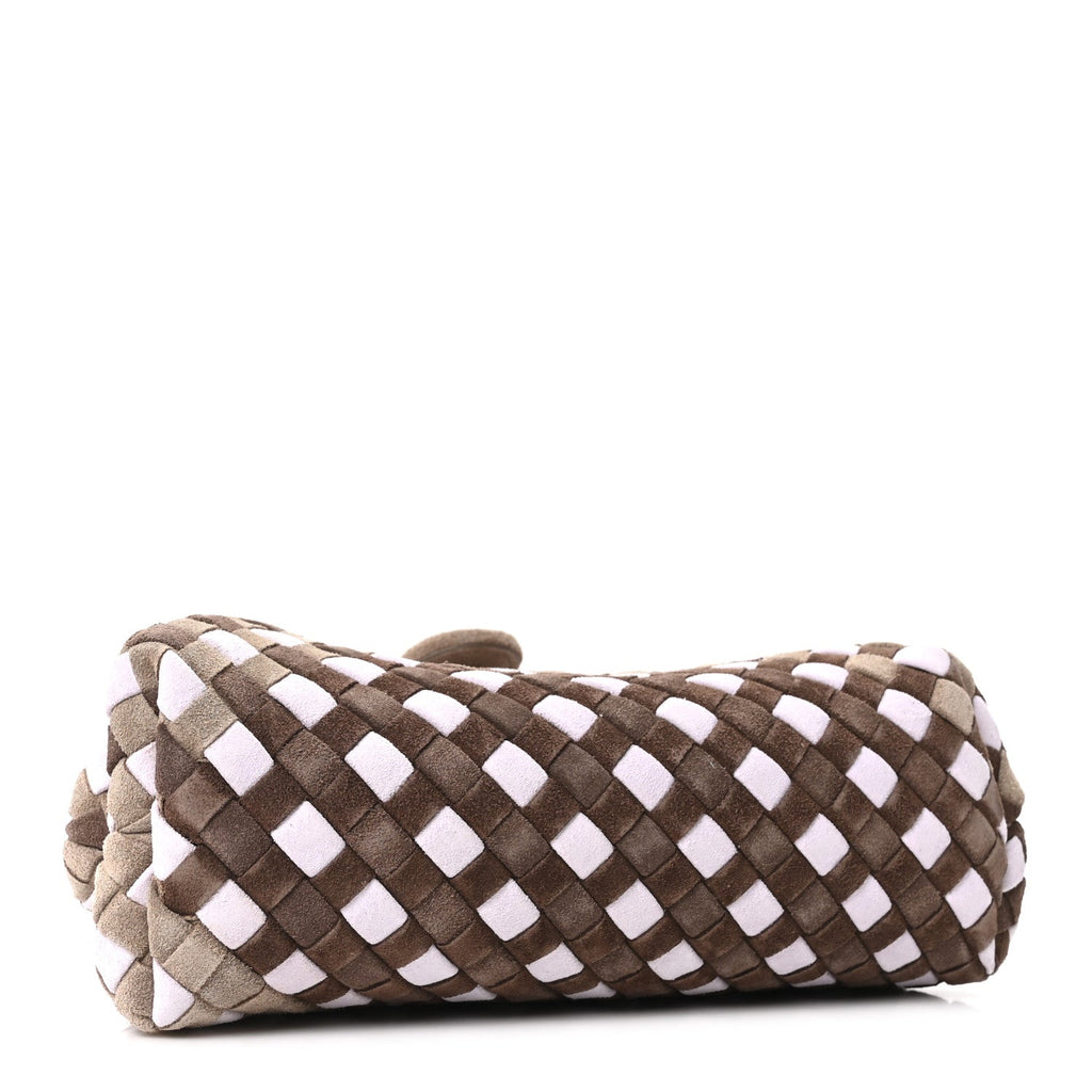 Suede Intrecciato Small The Lauren 1980 Clutch With Chain Praline Musk Washed Brownie
