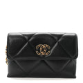 Lambskin Quilted Chanel 19 Flap Clutch Black