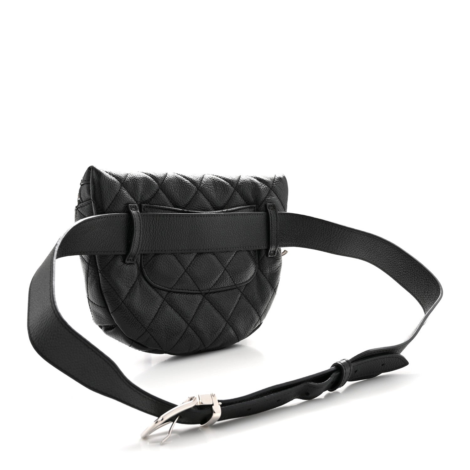 Grained Calfskin Quilted Waist Belt Bag Black