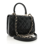 Lambskin Quilted Mini Trendy CC Dual Handle Flap Bag Black