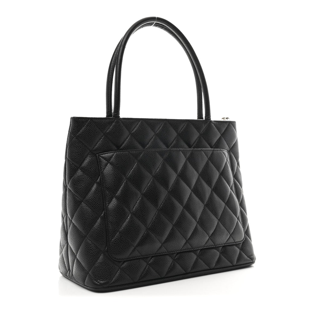 Caviar Quilted Medallion Tote Black
