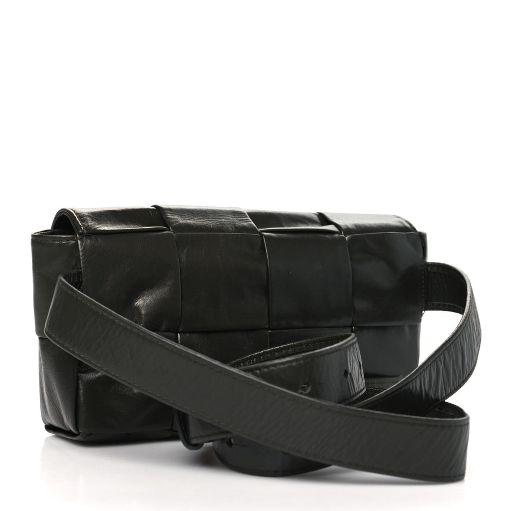 Paper Calfskin Intrecciato Cassette Belt Bag Raintree