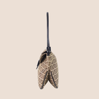 FENDI 2000 BROWN ZUCCHINO CANVAS DOUBLE FLAP BAG