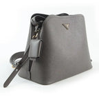 Prada Gray Saffiano Matinee Medium Bag