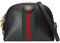 GUCCI Calfskin GG Web Ophidia Dome Small Gold Black Shoulder Bag Handbag NEW