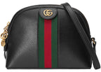 GUCCI Calfskin GG Web Ophidia Dome Small Gold Black Shoulder Bag Handbag NEW