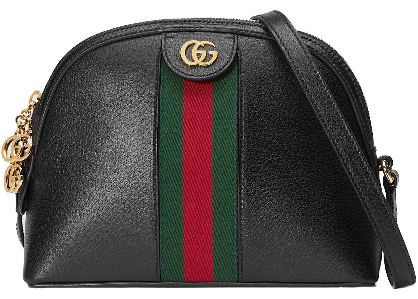 GUCCI Calfskin GG Web Ophidia Dome Small Gold Black Shoulder Bag Handbag NEW