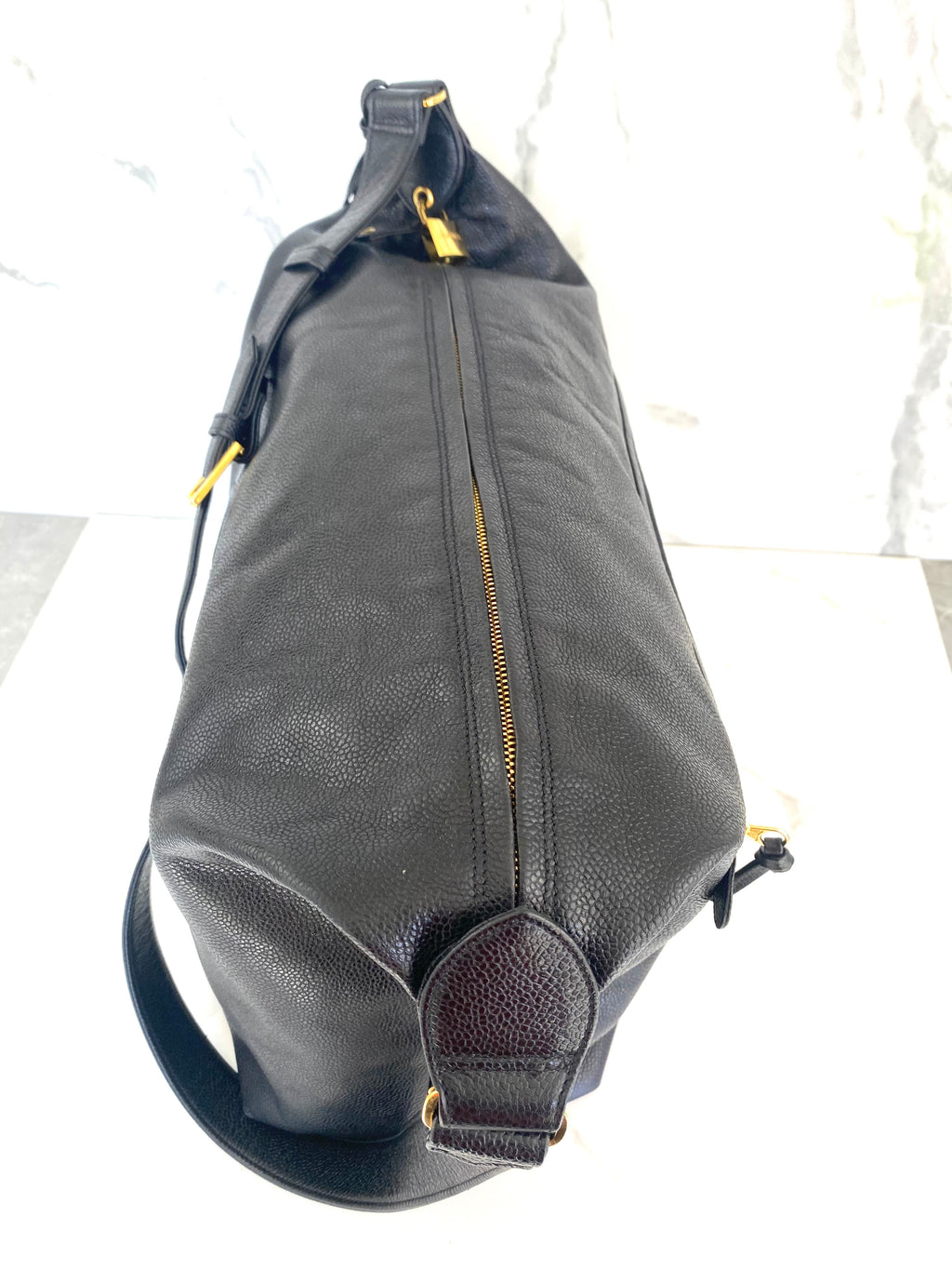 Chanel Vintage CC Hobo Caviar Travel Bag