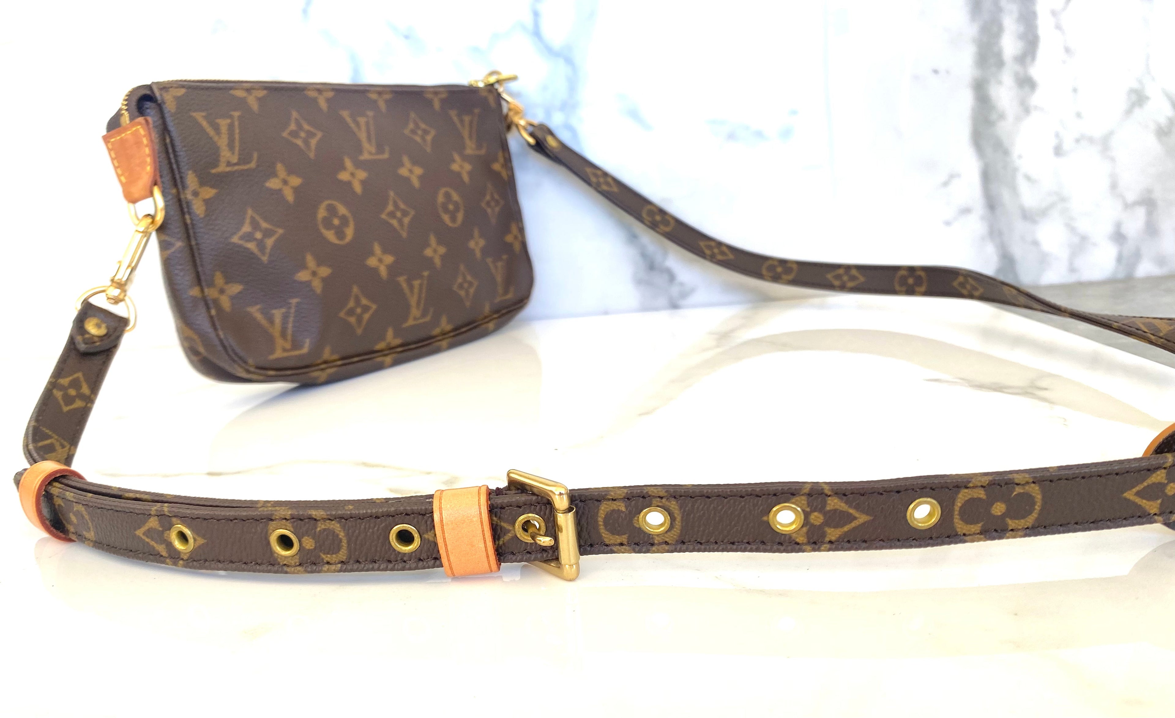 Louis Vuitton Monogram Pochette Accessories with Louis Vuitton Adjustable Monogram Strap