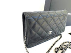 Chanel Black Caviar Wallet on Chain with Silver Hardware