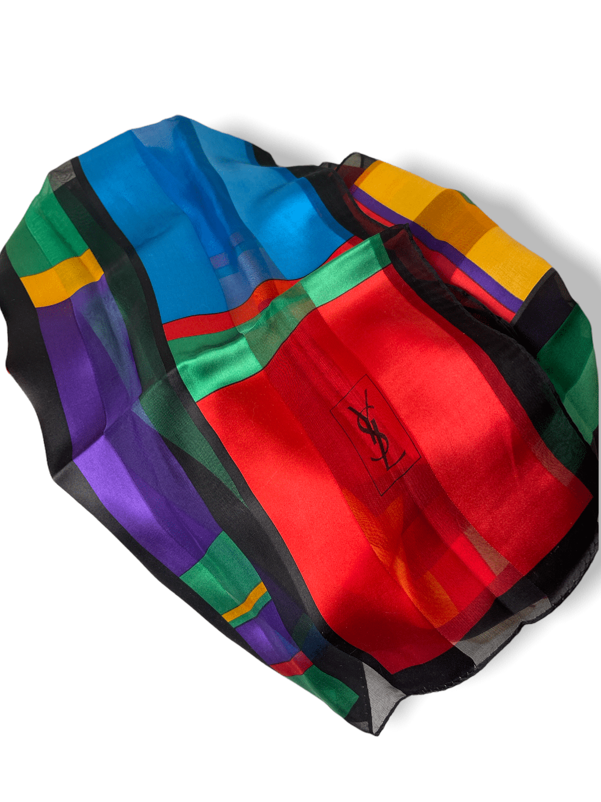 Yves Saint Laurent YSL Multicolor 100% Silk Scarf