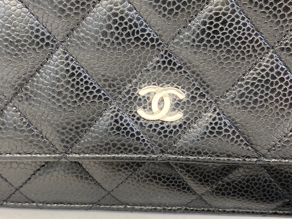 Chanel Black Caviar Wallet on Chain with Silver Hardware