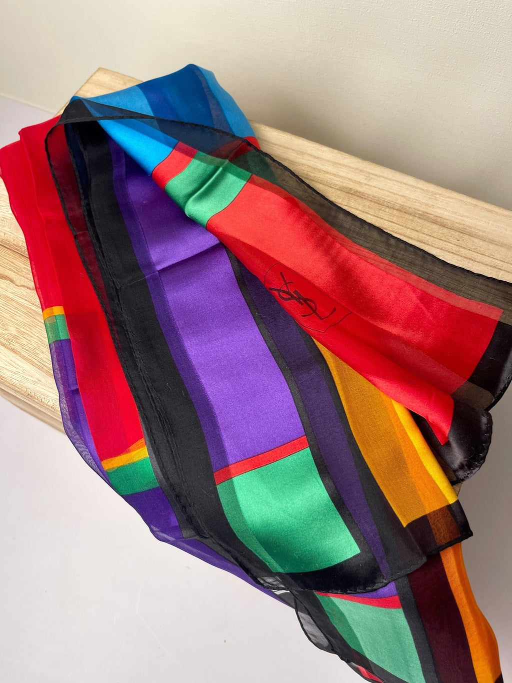 Yves Saint Laurent YSL Multicolor 100% Silk Scarf
