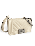 Chanel Boy Flap Bag Chevron Caviar Aged SHW Bag