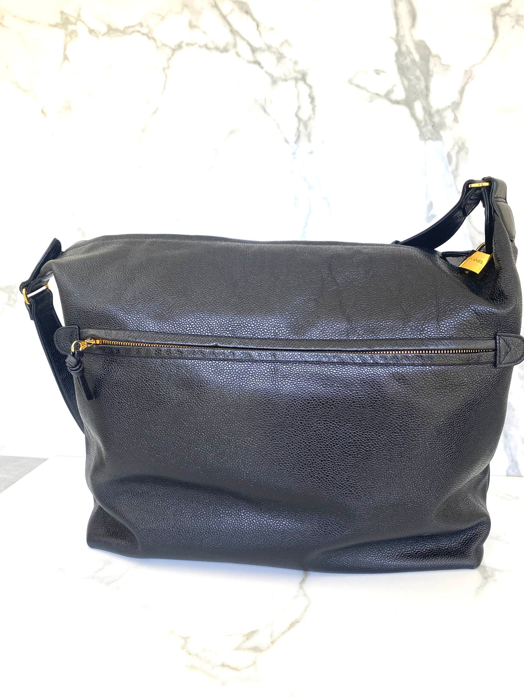 Chanel Vintage CC Hobo Caviar Travel Bag