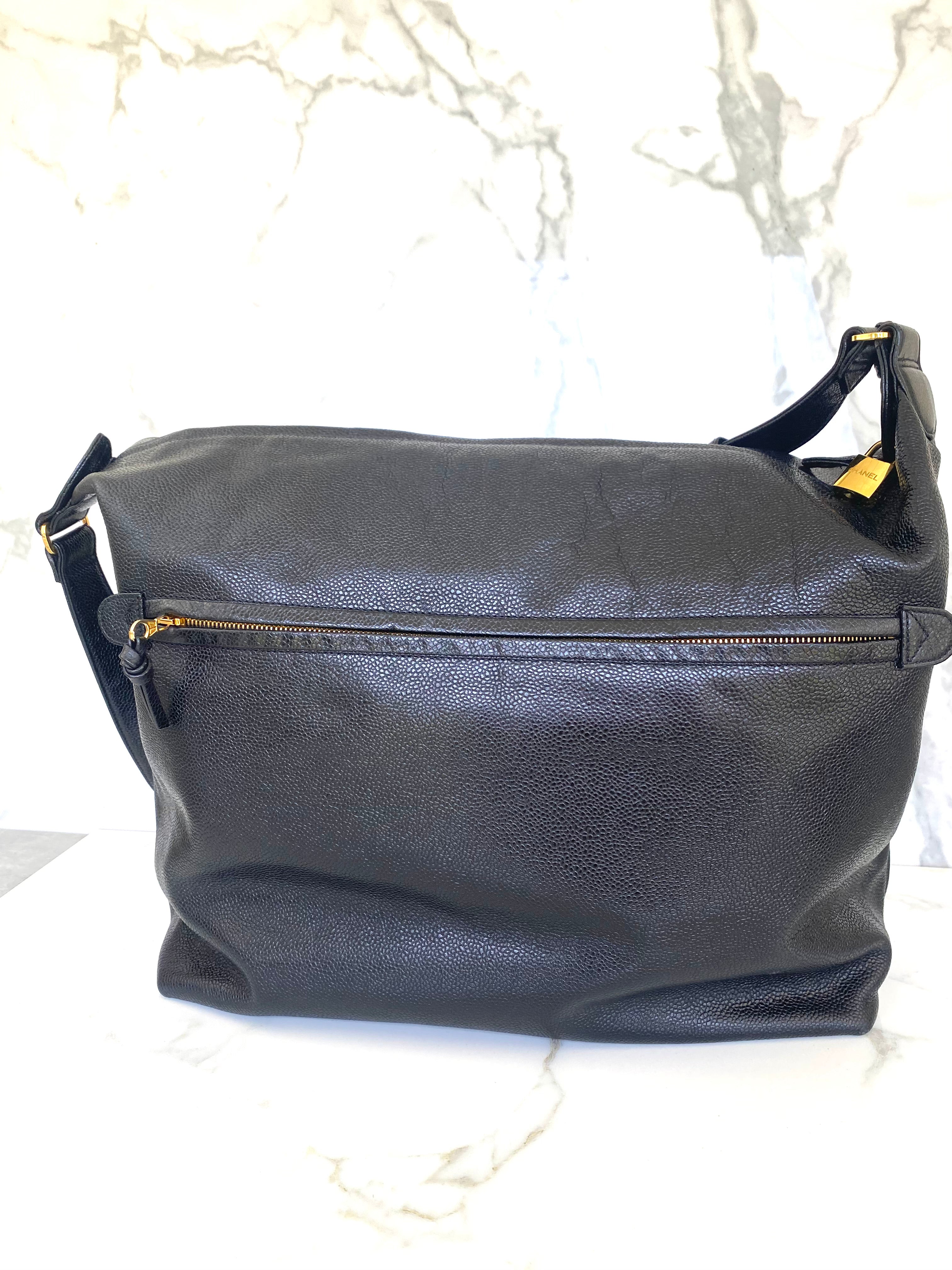 Chanel Vintage CC Hobo Caviar Travel Bag