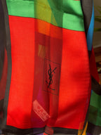Yves Saint Laurent YSL Multicolor 100% Silk Scarf