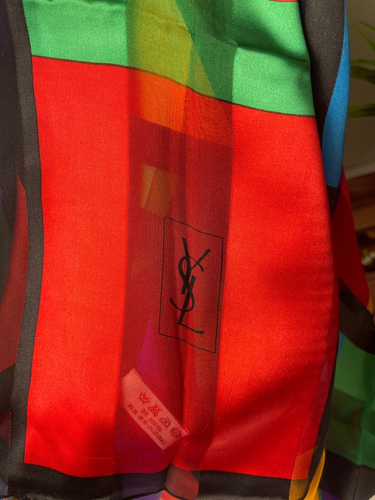 Yves Saint Laurent YSL Multicolor 100% Silk Scarf