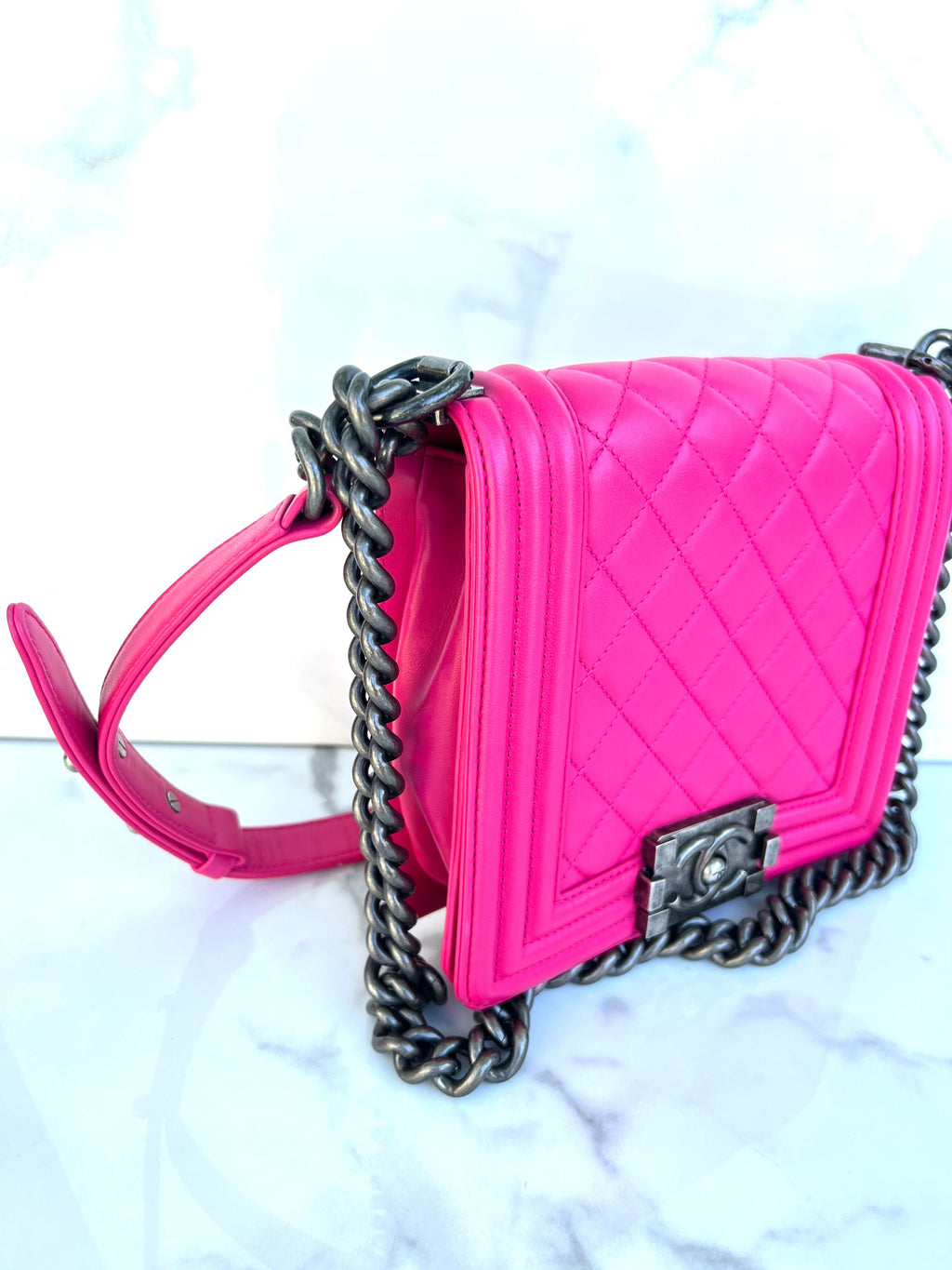 Chanel 14 S Leboy Flap Fuchsia Lambskin with Aged RHW