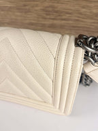 Chanel Boy Flap Bag Chevron Caviar Aged SHW Bag