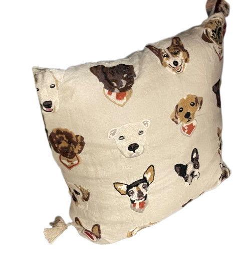 Johnny Was Casper Linen Tote Bag Dogs Ivory Handbag Pet Dog Bag New