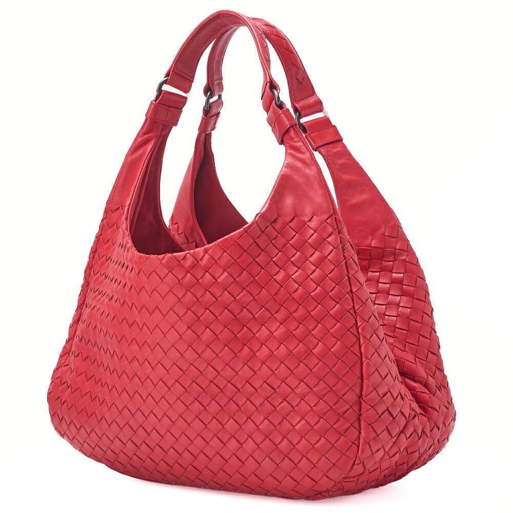 Bottega Veneta Shoulder Tote Bag Intrecciato Lambskin Red Gold-Tone Hardware