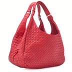 Bottega Veneta Shoulder Tote Bag Intrecciato Lambskin Red Gold-Tone Hardware