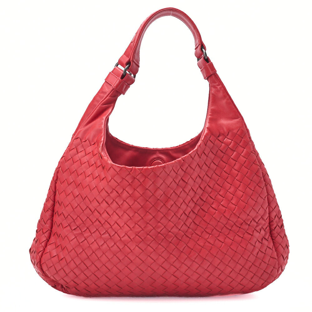 Bottega Veneta Shoulder Tote Bag Intrecciato Lambskin Red Gold-Tone Hardware