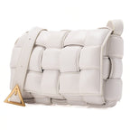 BOTTEGA VENETA Intrecciato Lambskin Padette Cassette Shoulder Back White Gold-Tone Hardware,