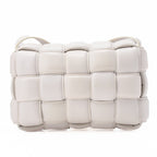 BOTTEGA VENETA Intrecciato Lambskin Padette Cassette Shoulder Back White Gold-Tone Hardware,