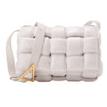 BOTTEGA VENETA Intrecciato Lambskin Padette Cassette Shoulder Back White Gold-Tone Hardware,