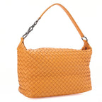 BOTTEGA VENETA Intrecciato Lambskin One Shoulder Bag Orange Black-Tone Hardware,