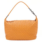 BOTTEGA VENETA Intrecciato Lambskin One Shoulder Bag Orange Black-Tone Hardware,