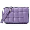 BOTTEGA VENETA Intrecciato Lambskin Padette Cassette Shoulder Back Purple Silver-Tone Hardware,