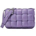 BOTTEGA VENETA Intrecciato Lambskin Padette Cassette Shoulder Back Purple Silver-Tone Hardware,