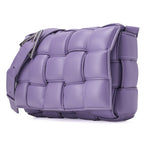 BOTTEGA VENETA Intrecciato Lambskin Padette Cassette Shoulder Back Purple Silver-Tone Hardware,
