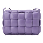 BOTTEGA VENETA Intrecciato Lambskin Padette Cassette Shoulder Back Purple Silver-Tone Hardware,