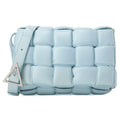 BOTTEGA VENETA Intrecciato Lambskin Padette Cassette Shoulder Back Sky Blue Silver -Tone Hardware,