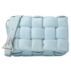 BOTTEGA VENETA Intrecciato Lambskin Padette Cassette Shoulder Back Sky Blue Silver -Tone Hardware,