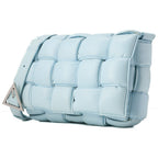 BOTTEGA VENETA Intrecciato Lambskin Padette Cassette Shoulder Back Sky Blue Silver -Tone Hardware,