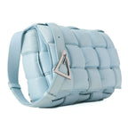 BOTTEGA VENETA Intrecciato Lambskin Padette Cassette Shoulder Back Sky Blue Silver -Tone Hardware,
