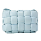 BOTTEGA VENETA Intrecciato Lambskin Padette Cassette Shoulder Back Sky Blue Silver -Tone Hardware,