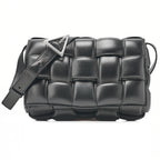 BOTTEGA VENETA Bottega Intrecciato Lambskin Padded Cassette Shoulder Bag Black Silver-Tone Hardware,