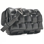 BOTTEGA VENETA Bottega Intrecciato Lambskin Padded Cassette Shoulder Bag Black Silver-Tone Hardware,